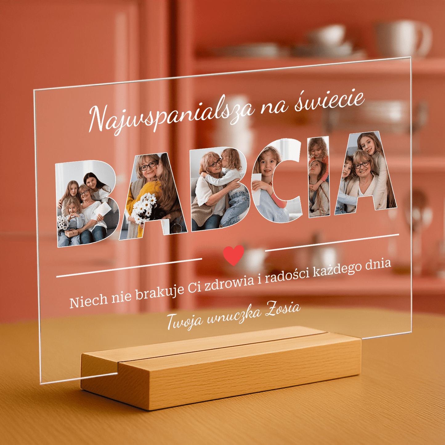 Babcia najwspanialsza na świecie - personalizowany druk na szkle - Emmygift.pl