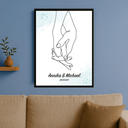 Splecione dłonie - personalizowany plakat dla pary - Emmygift.pl
