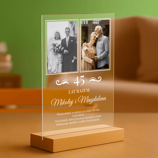 Rocznica ślubu dziadków - personalizowany druk na szkle - Emmygift.pl