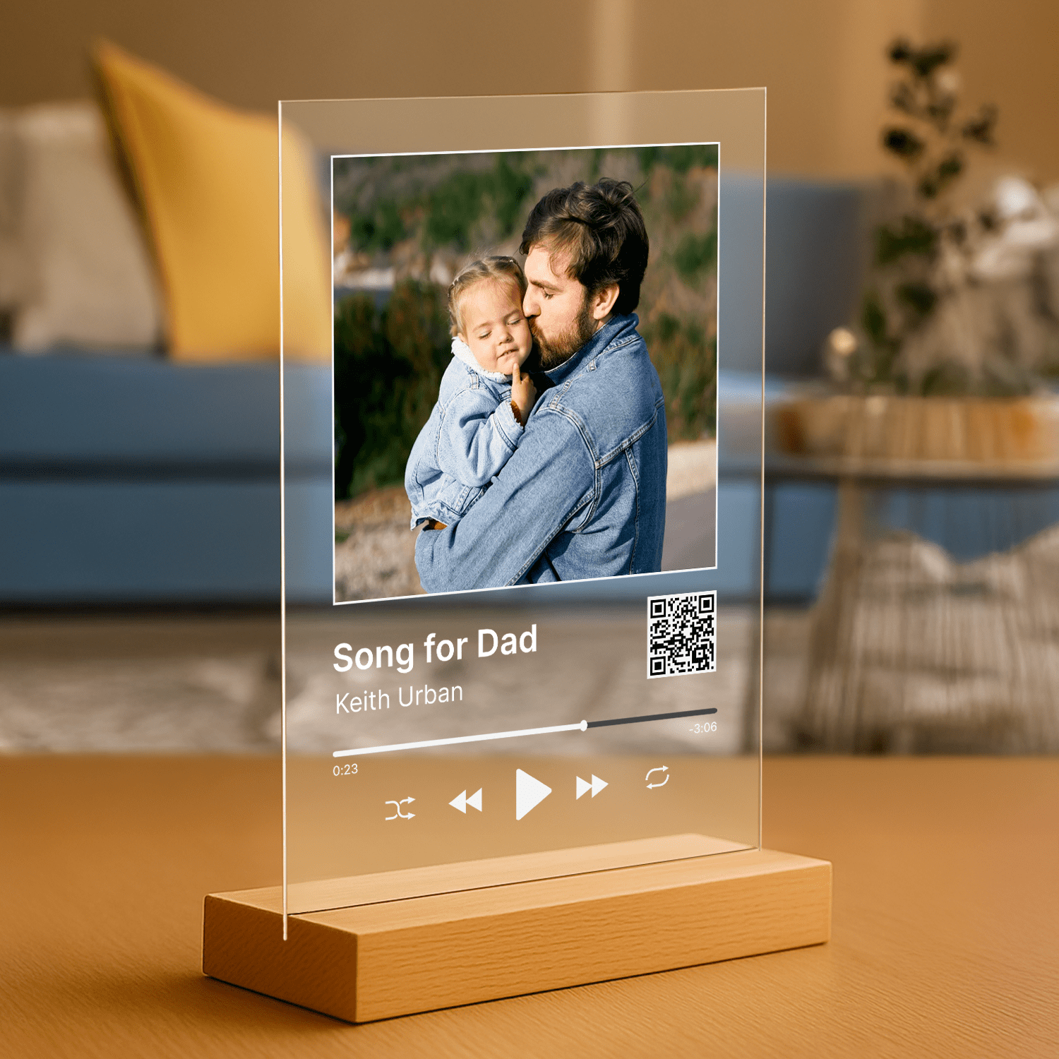 Zdjęcie z tatą + piosenka - personalizowany druk na szkle - Emmygift.pl