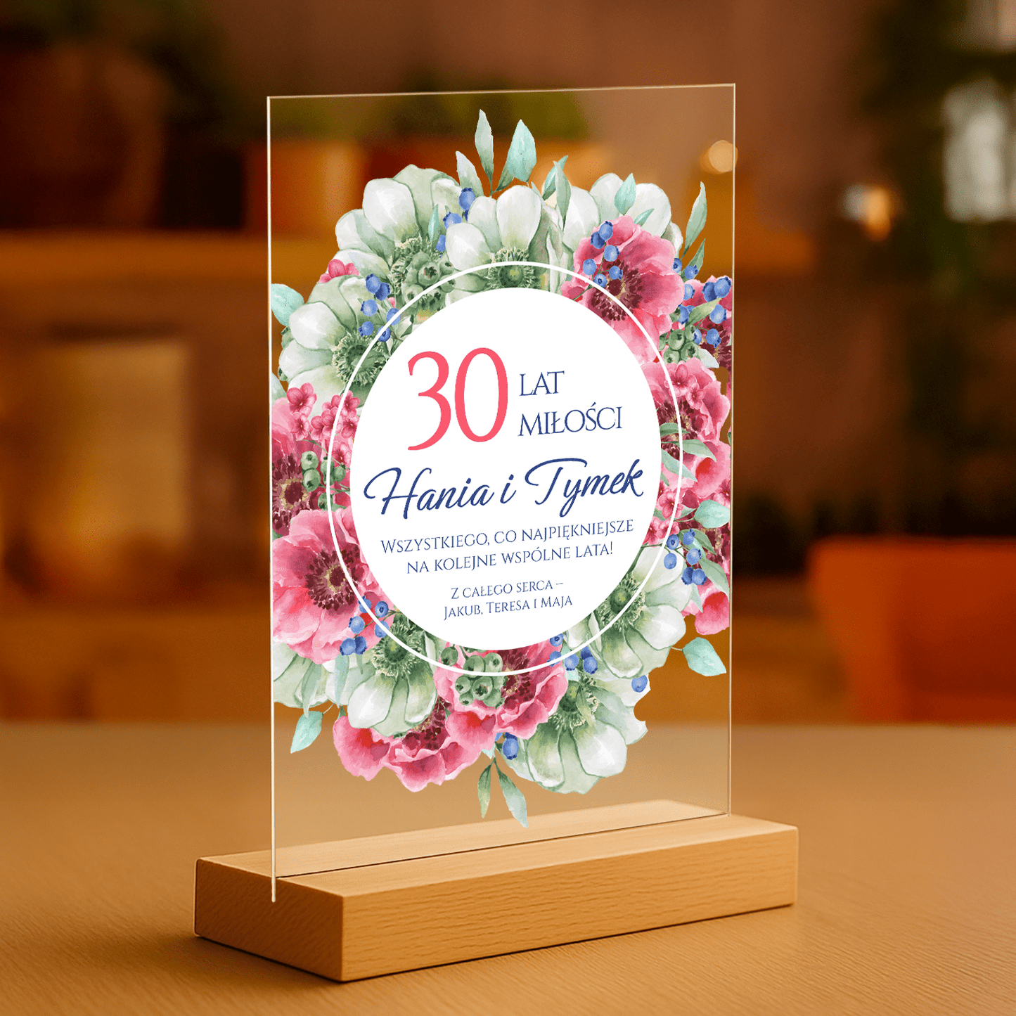 30 rocznica ślubu - personalizowany druk na szkle - Emmygift.pl