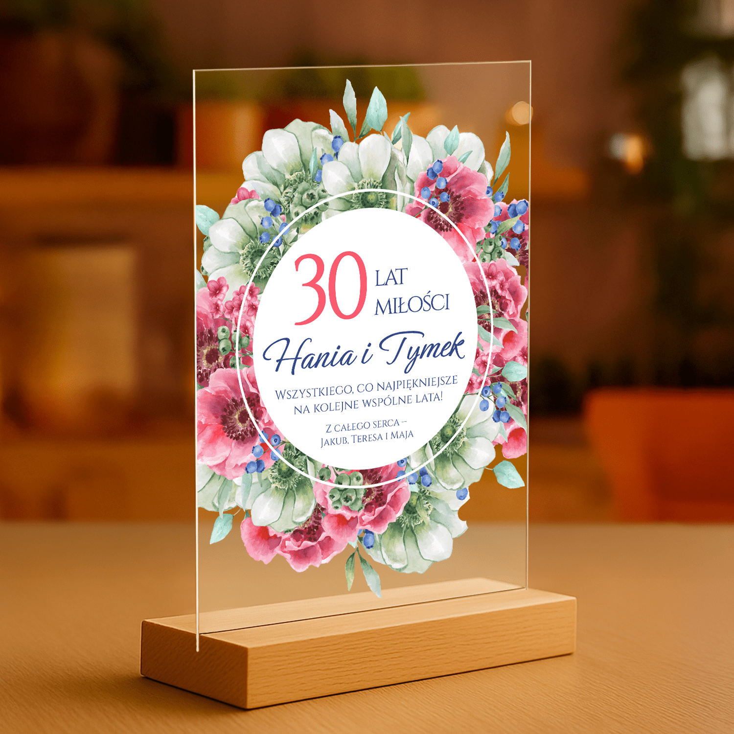 30 rocznica ślubu - personalizowany druk na szkle - Emmygift.pl