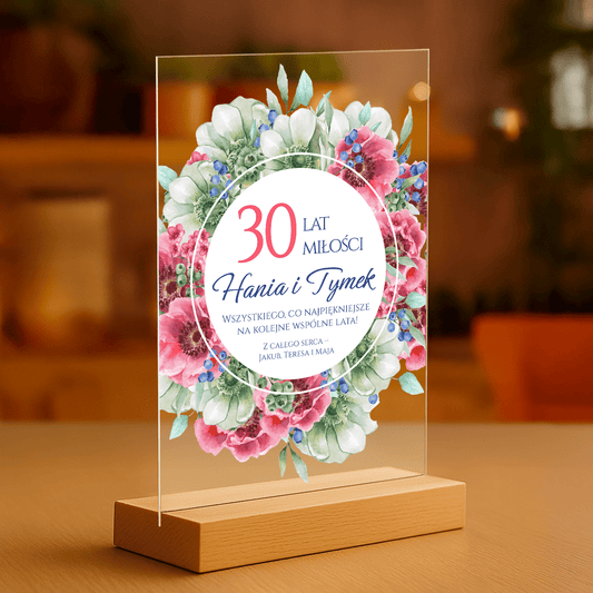 30 rocznica ślubu - personalizowany druk na szkle - Emmygift.pl