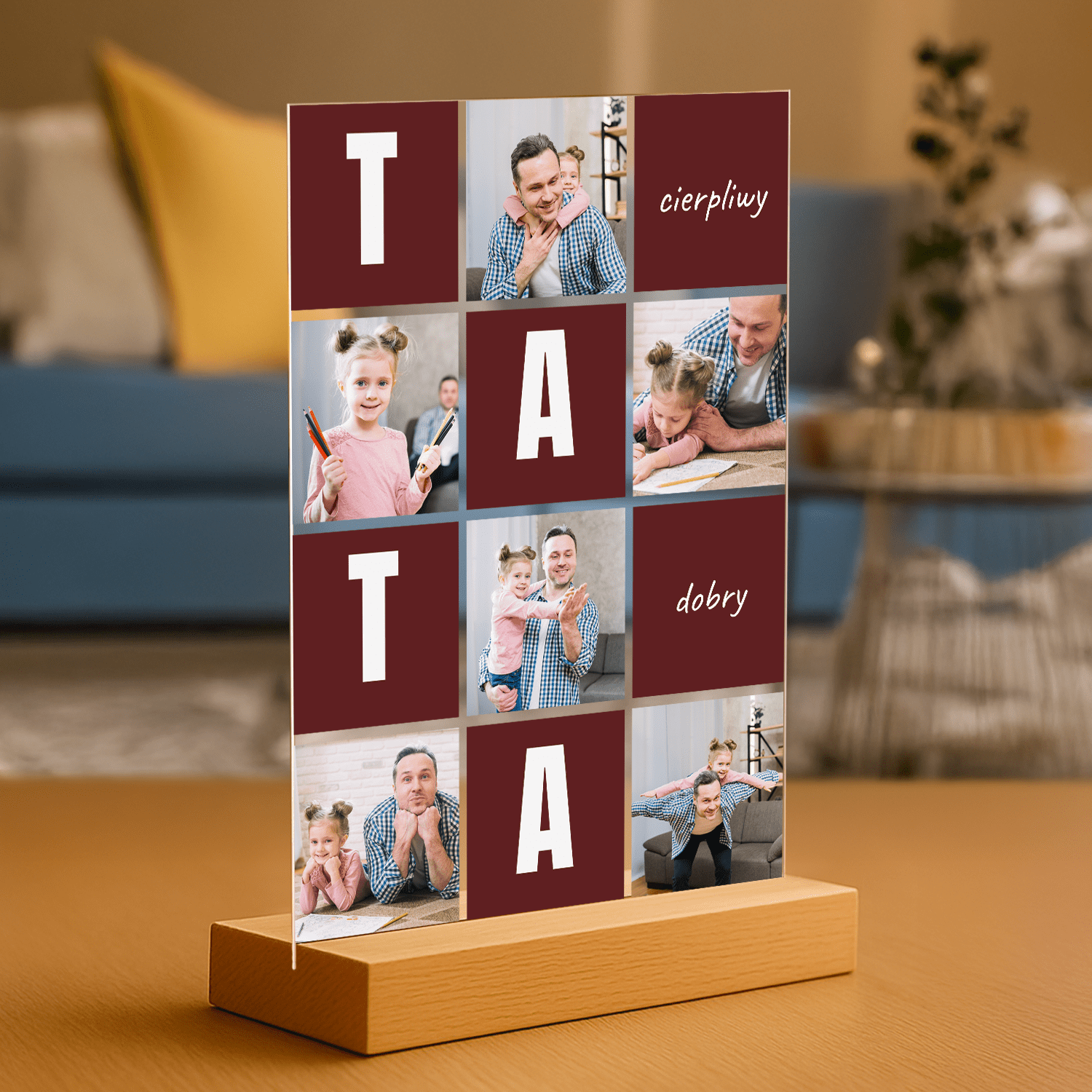Dobry i cierpliwy tata - personalizowany druk na szkle - Emmygift.pl