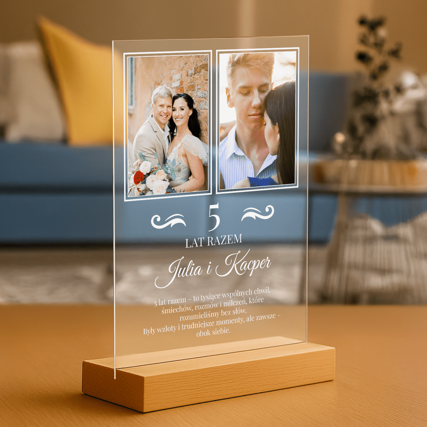 5 lat razem - personalizowany druk na szkle - Emmygift.pl