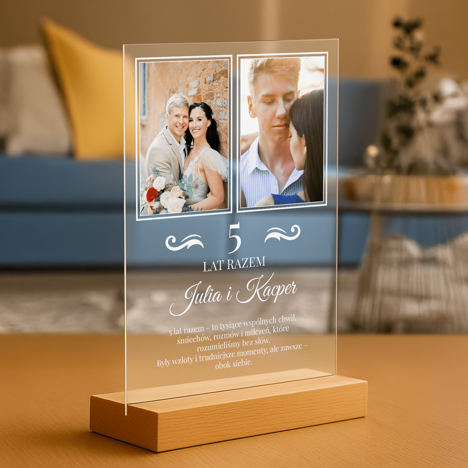 5 lat razem - personalizowany druk na szkle - Emmygift.pl