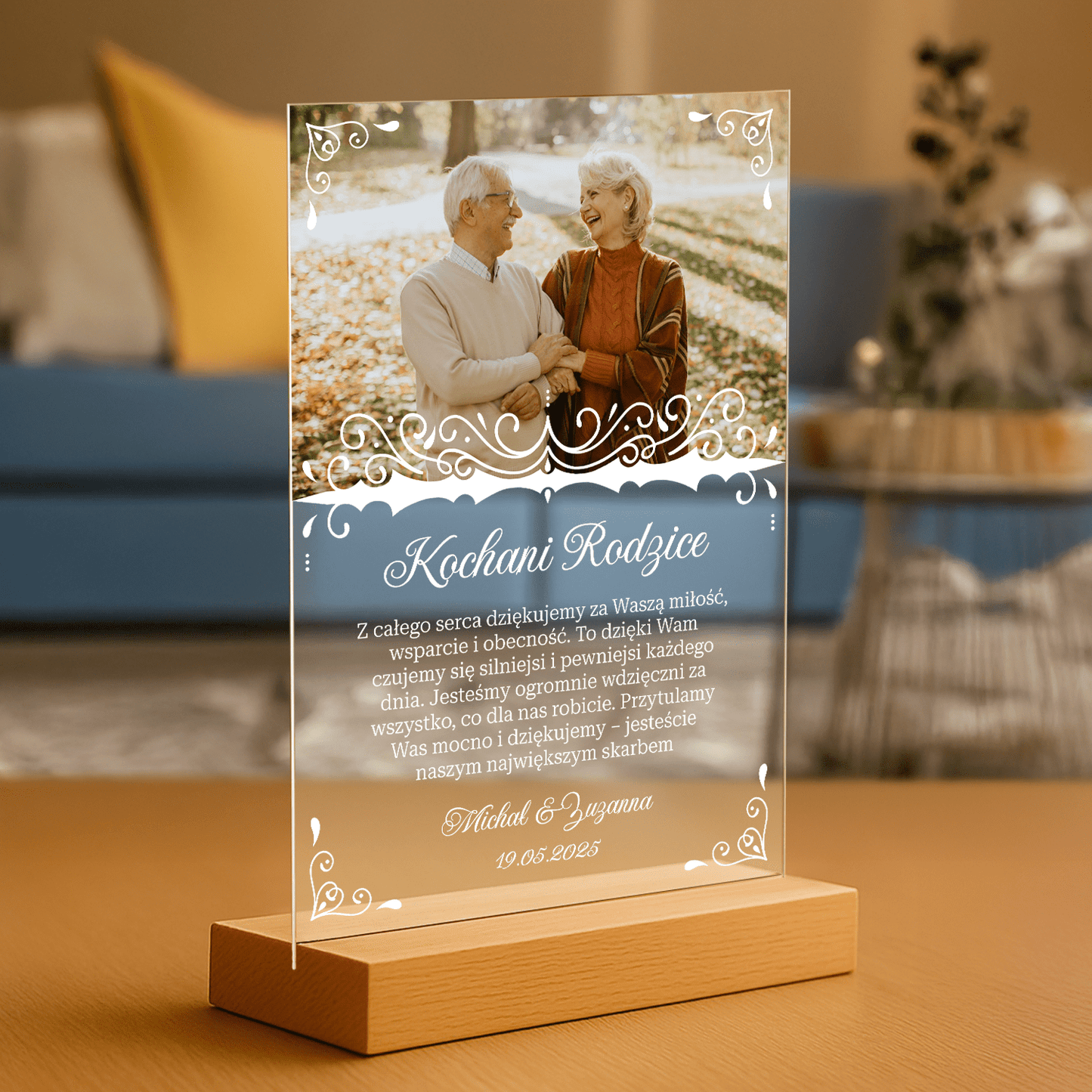 Podziękowanie dla rodziców - personalizowany druk na szkle - Emmygift.pl