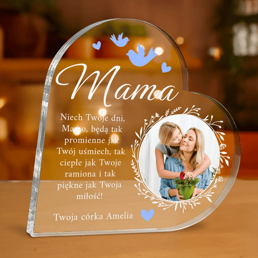 Życzenia dla mamy + zdjęcie - personalizowane serce z nadrukiem dla mamy - Emmygift.pl