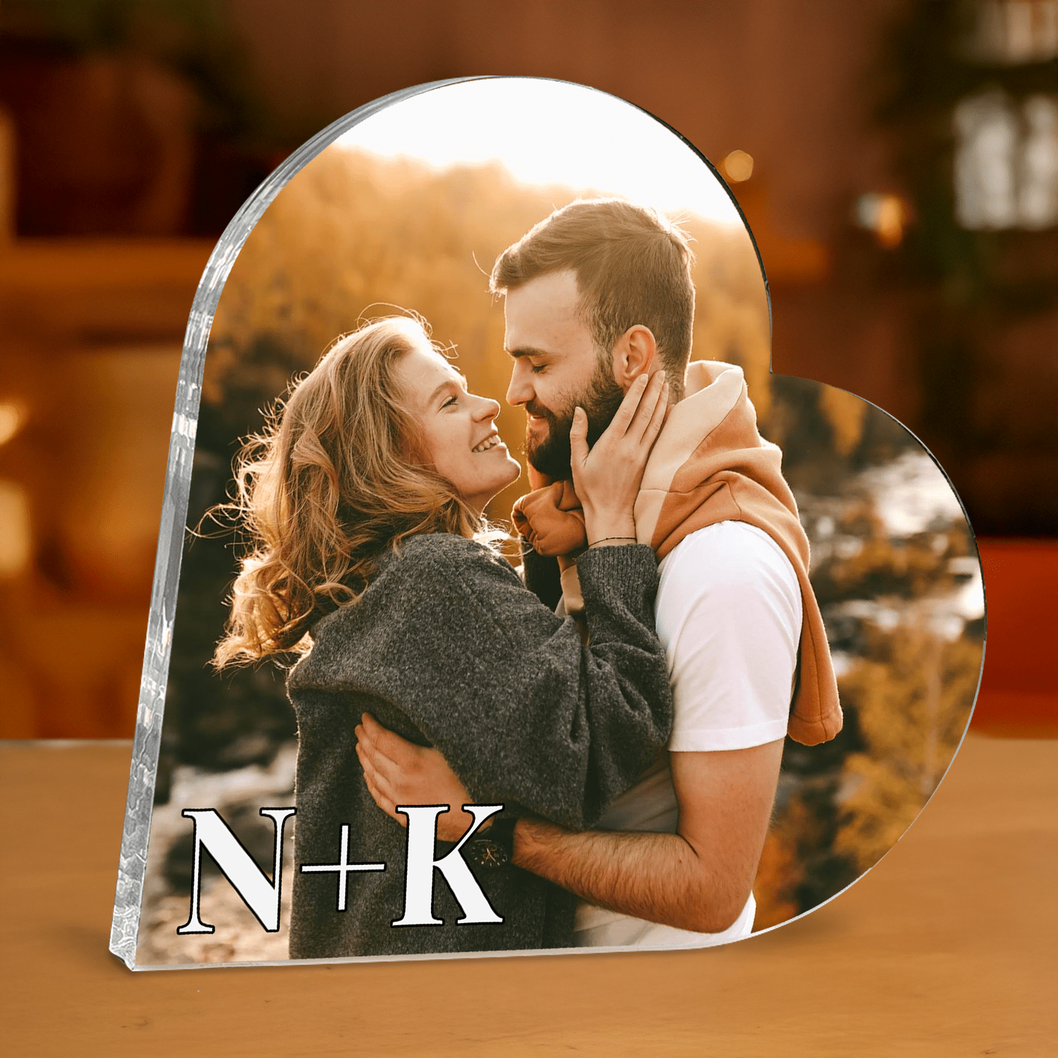 Wspólne zdjęcie zakochanych - personalizowane serce z nadrukiem dla pary - Emmygift.pl