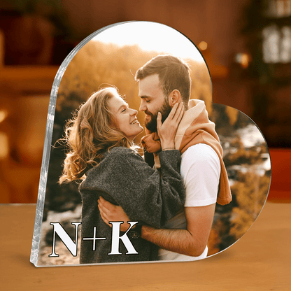 Wspólne zdjęcie zakochanych - personalizowane serce z nadrukiem dla pary - Emmygift.pl