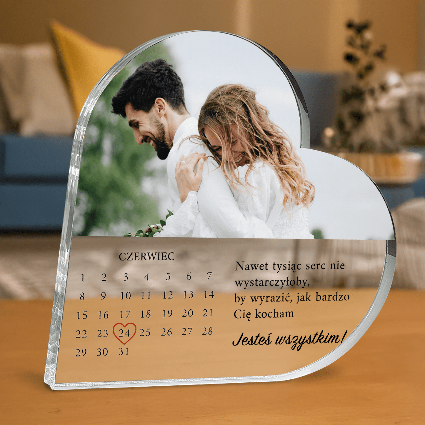 Kalendarz + zdjęcie pary - personalizowane serce z nadrukiem - Emmygift.pl