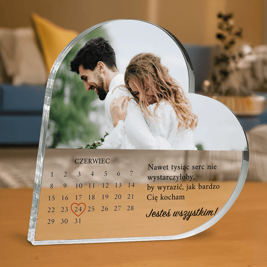Kalendarz + zdjęcie pary - personalizowane serce z nadrukiem - Emmygift.pl