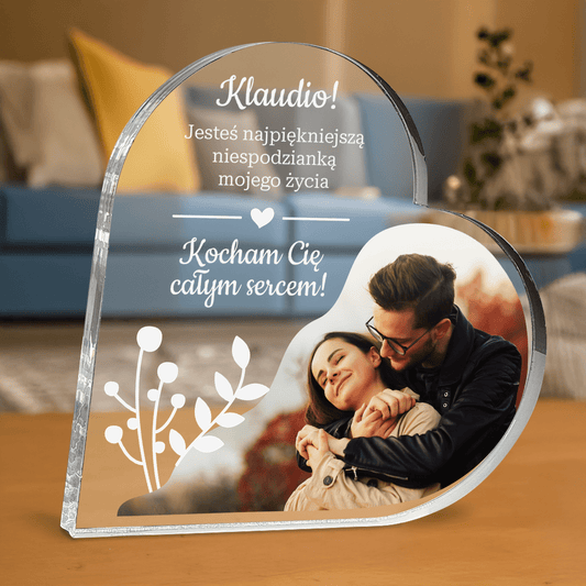 Kocham Cię całym sercem - personalizowane serce z nadrukiem - Emmygift.pl
