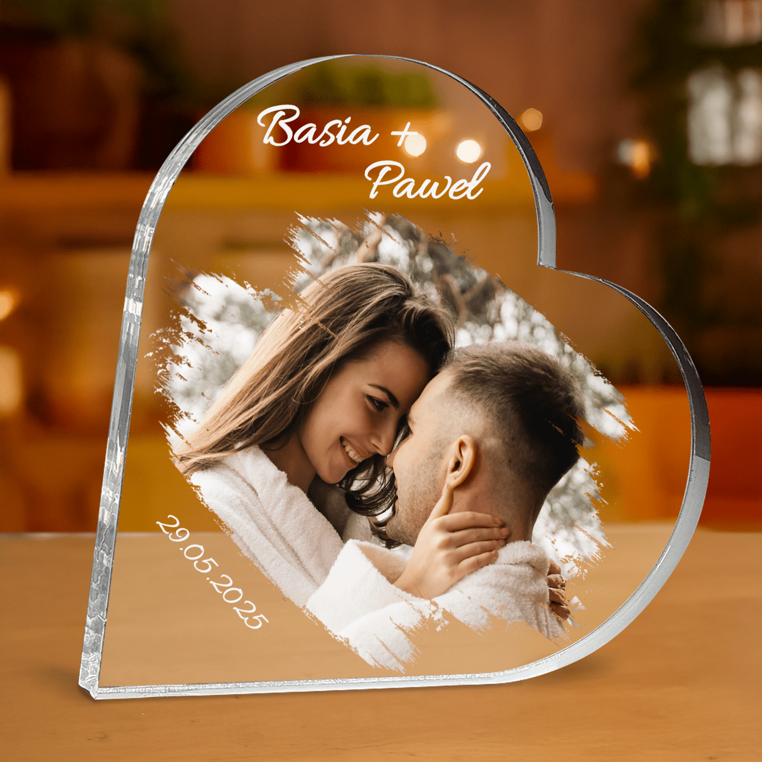 Zdjęcie pary + imiona - personalizowane serce z nadrukiem - Emmygift.pl