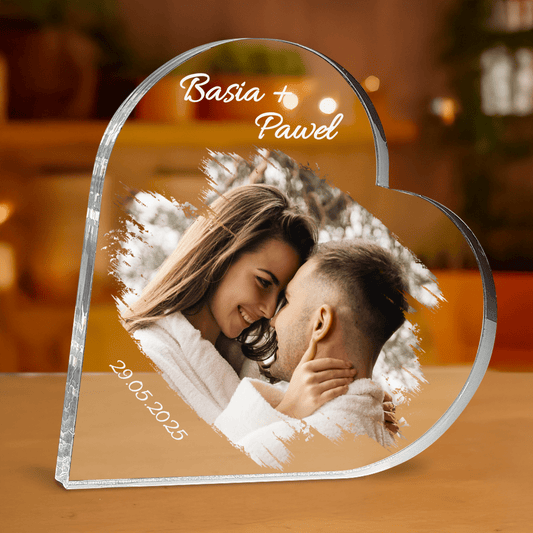Zdjęcie pary + imiona - personalizowane serce z nadrukiem - Emmygift.pl
