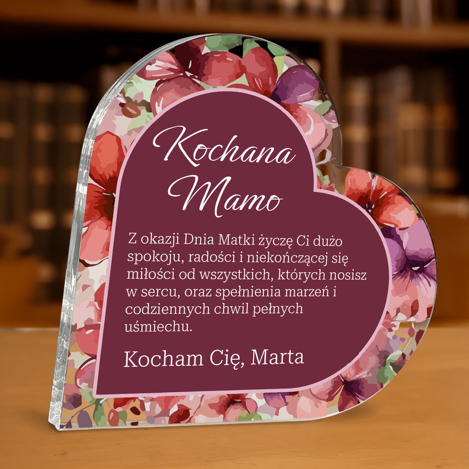 Kochana Mamo - personalizowane serce z nadrukiem dla mamy - Emmygift.pl