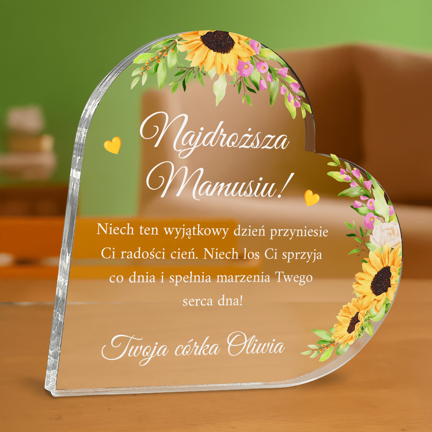 Życzenia od serca dla mamy - personalizowane serce z nadrukiem - Emmygift.pl