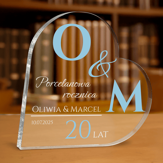 Porcelanowa rocznica - personalizowane serce z nadrukiem dla pary - Emmygift.pl
