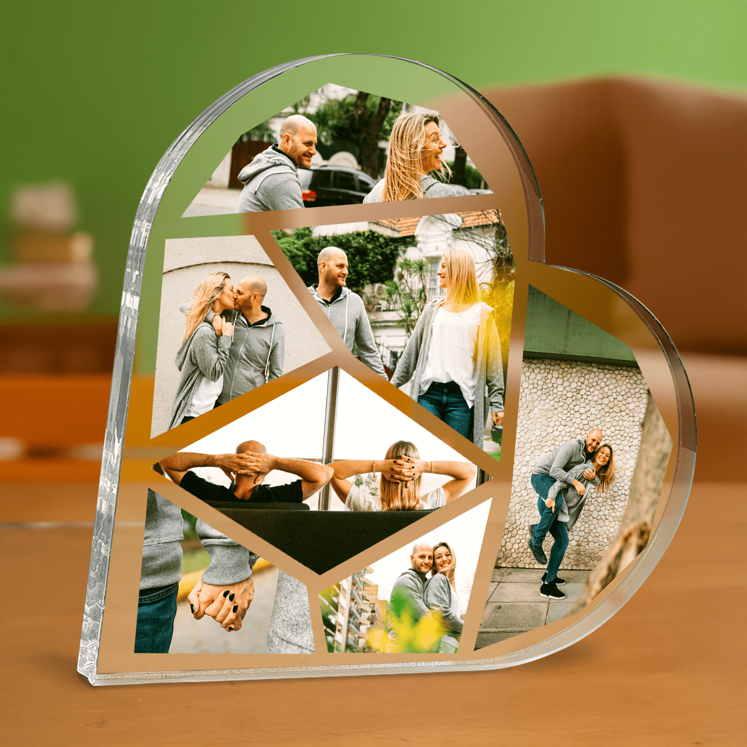Kolaż 7 zdjęć pary - personalizowane serce z nadrukiem dla pary - Emmygift.pl