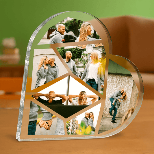 Kolaż 7 zdjęć pary - personalizowane serce z nadrukiem dla pary - Emmygift.pl