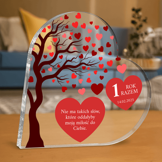 Pierwszy rok razem - personalizowane serce z nadrukiem dla pary - Emmygift.pl