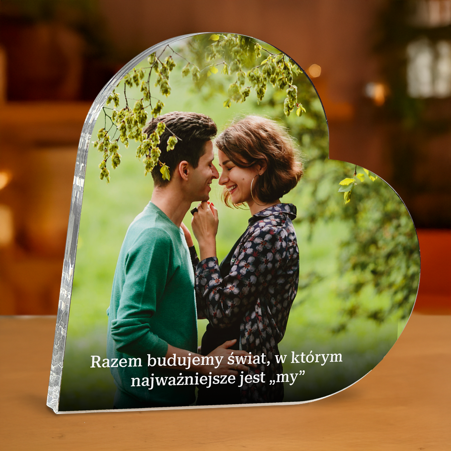 Razem budujemy świat - personalizowane serce z nadrukiem dla pary