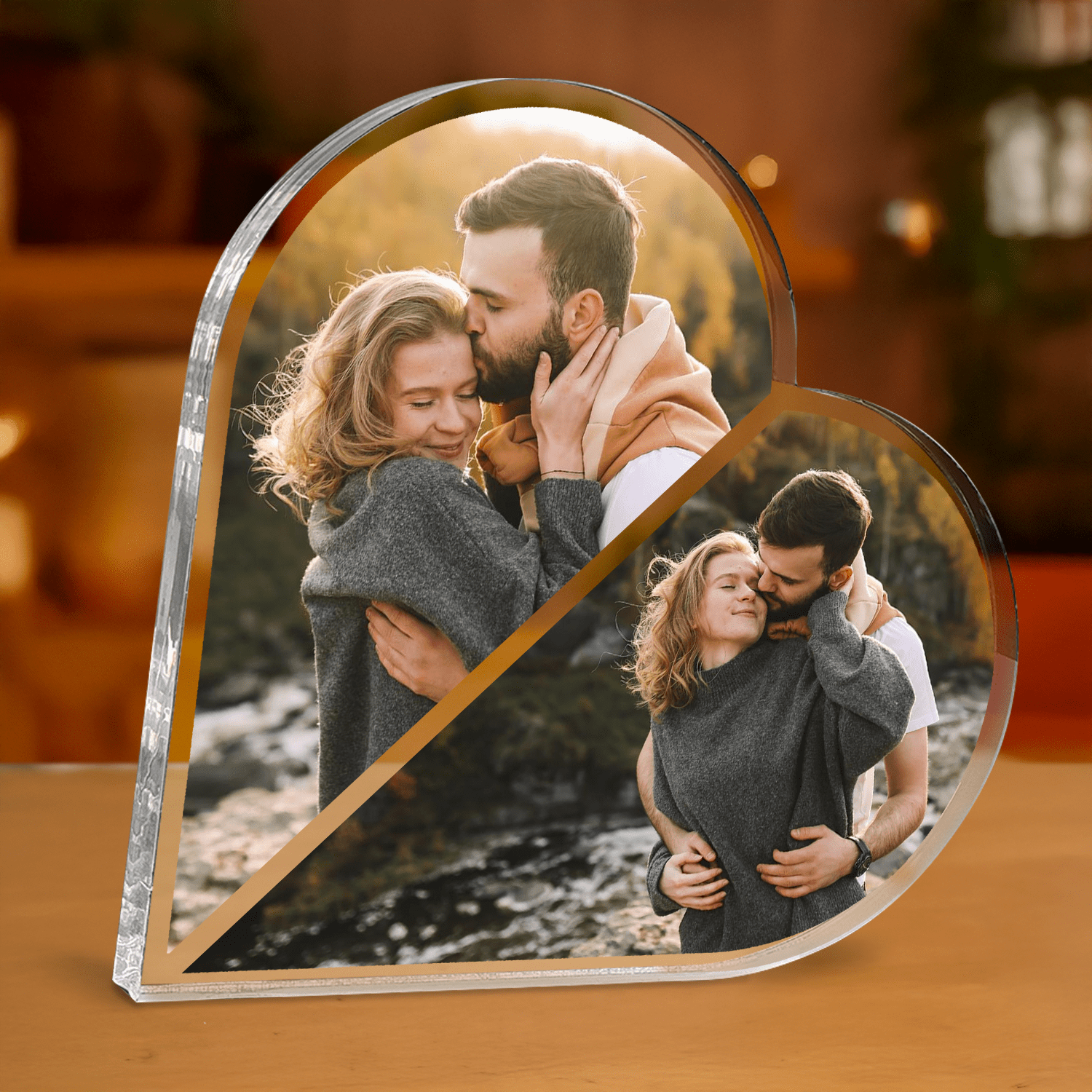 Dwa zdjęcia zakochanych - personalizowane serce z nadrukiem dla pary - Emmygift.pl
