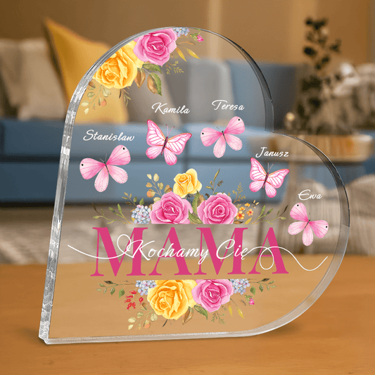 Kochamy Cię, mamo - personalizowane serce z nadrukiem dla mamy - Emmygift.pl