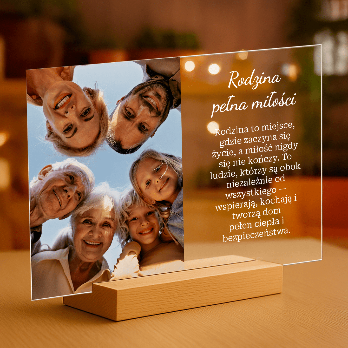 Rodzina pełna miłości - personalizowany druk na szkle - Emmygift.pl