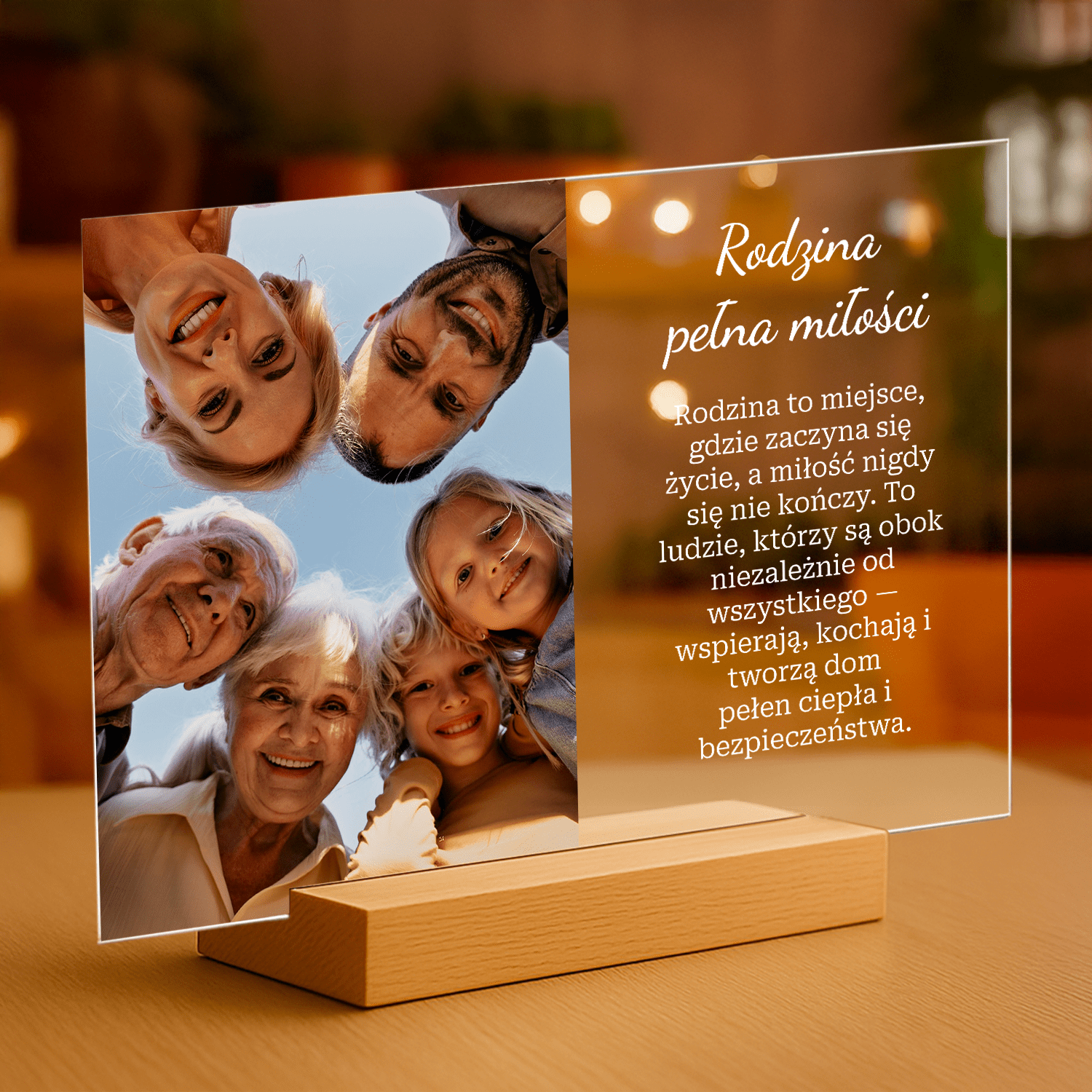 Rodzina pełna miłości - personalizowany druk na szkle - Emmygift.pl