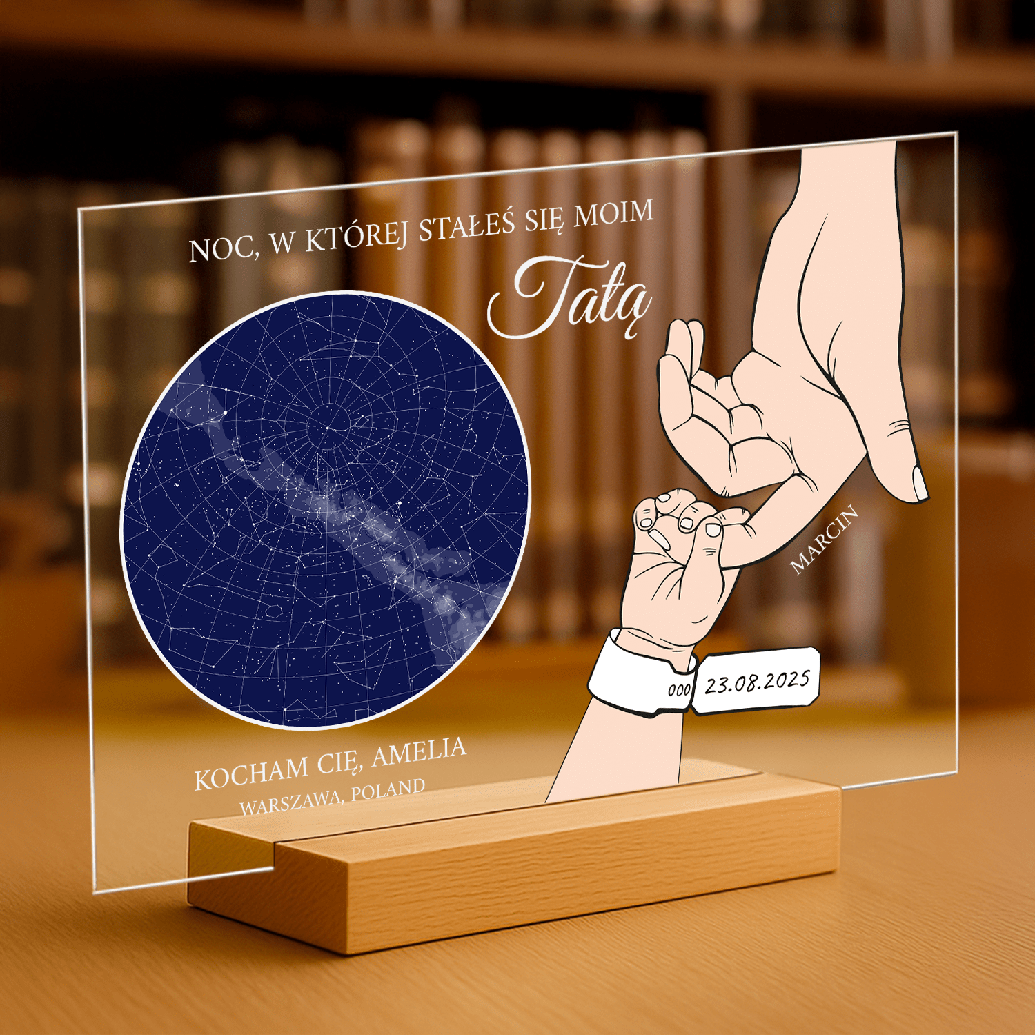 Noc, w której stałeś się tatą - personalizowany druk na szkle dla taty - Emmygift.pl