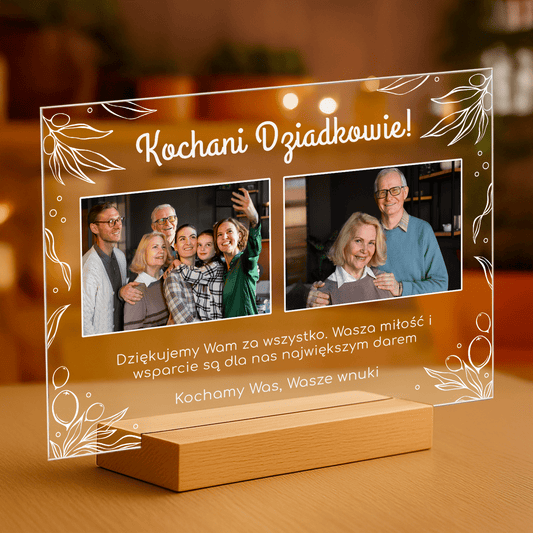 Kochani dziadkowie zdjęcia + tekst - personalizowany druk na szkle dla dziadków - Emmygift.pl