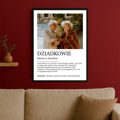Dziadkowie zdjęcie + tekst - personalizowany plakat dla dziadków