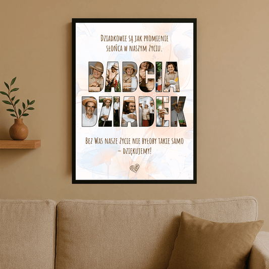 Kolaż babcia i dziadek - personalizowany plakat dla babci - Emmygift.pl