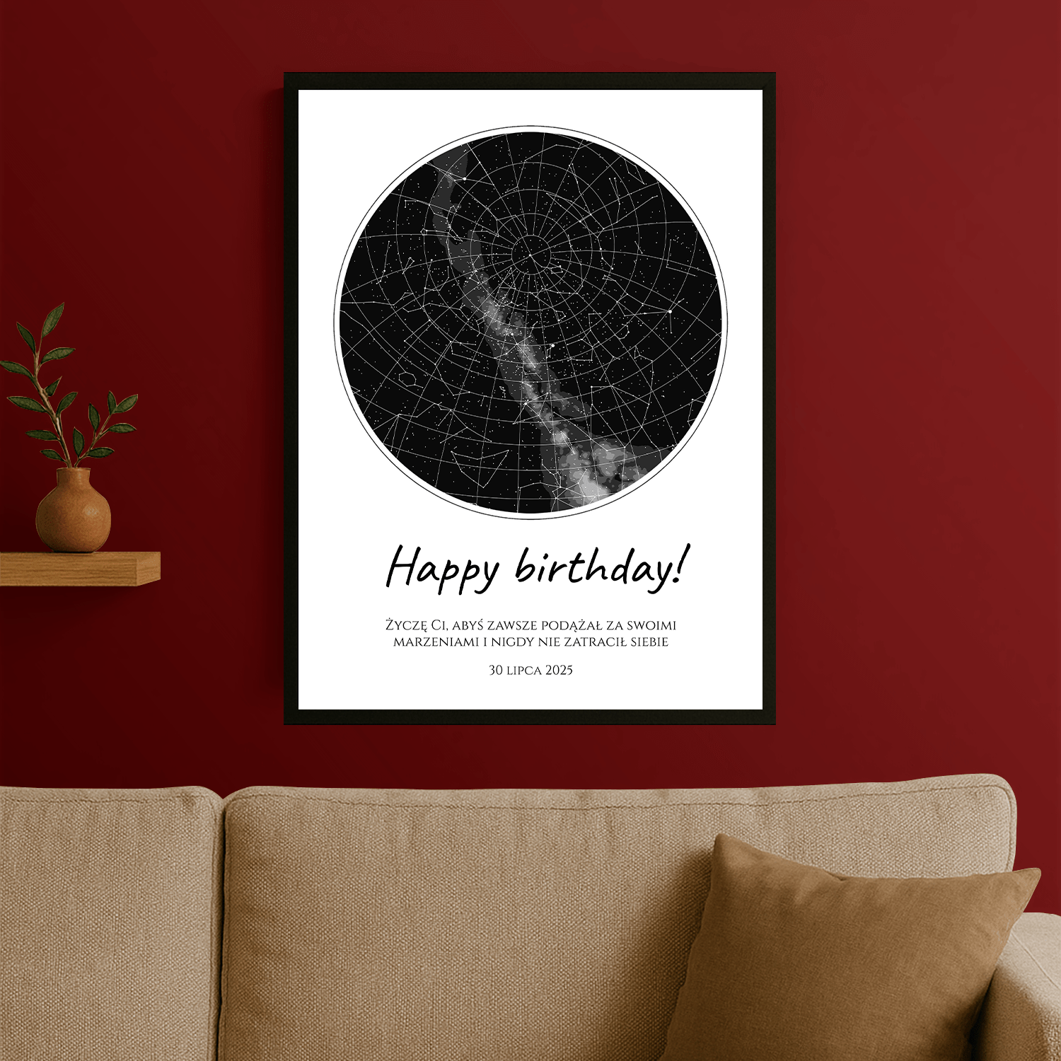 Urodzinowa mapa gwiazd - personalizowany plakat dla niego - Emmygift.pl