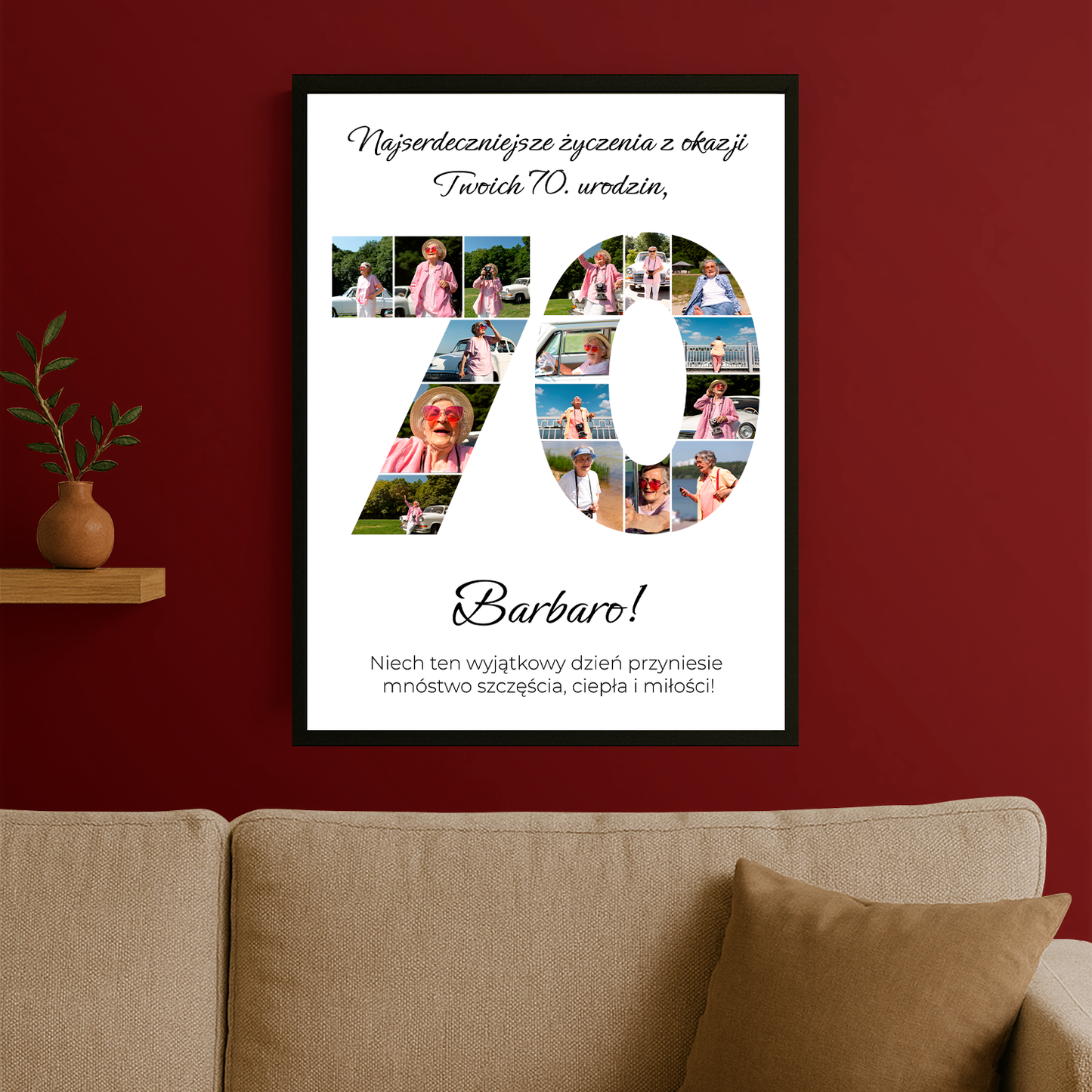 Na 70 urodziny - personalizowany plakat dla babci