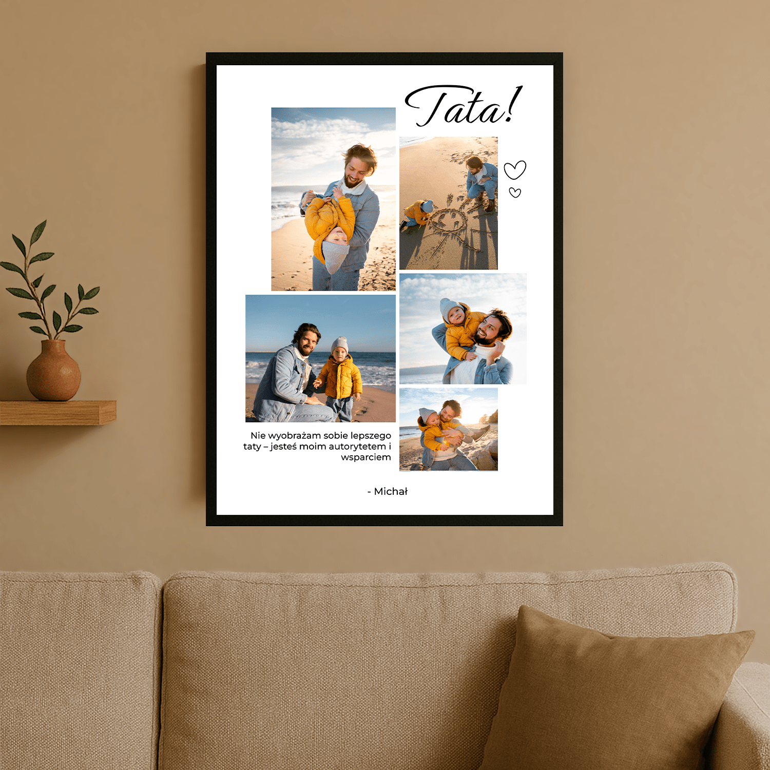 Kolaż 5 zdjęć z tatą - personalizowany plakat dla taty - Emmygift.pl