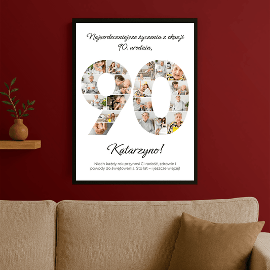 Życzenia z okazji 90. urodzin - personalizowany plakat dla babci - Emmygift.pl