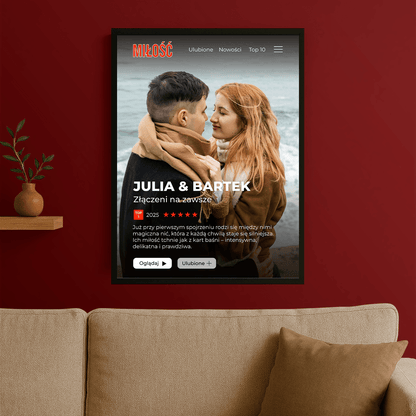 Miłość jak z filmu - personalizowany plakat dla pary - Emmygift.pl