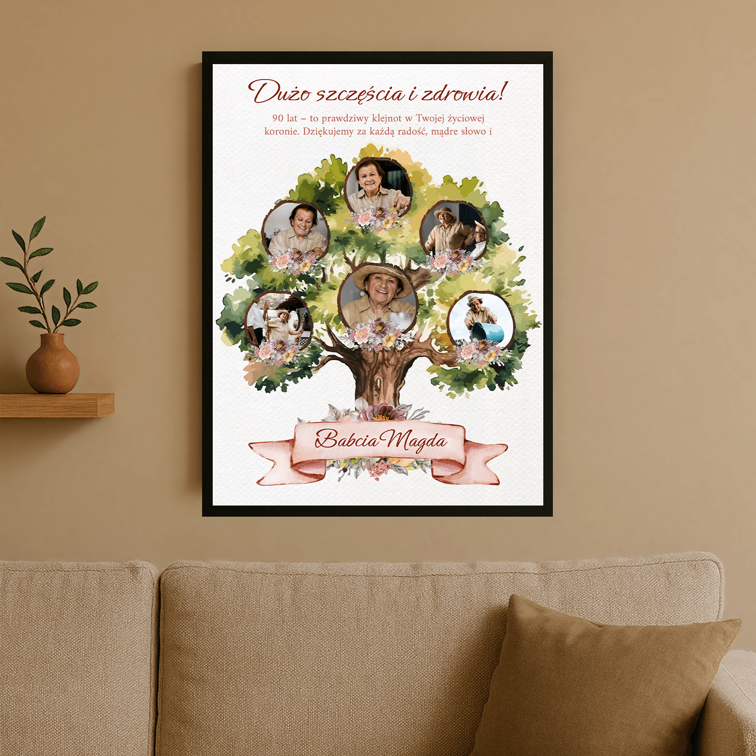 90 urodziny - personalizowany plakat dla babci - Emmygift.pl