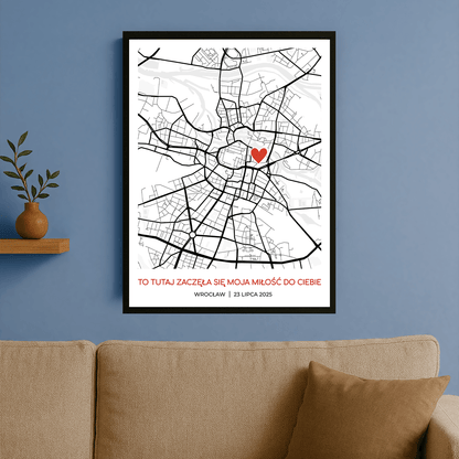 Mapa miłości - personalizowany plakat dla pary - Emmygift.pl