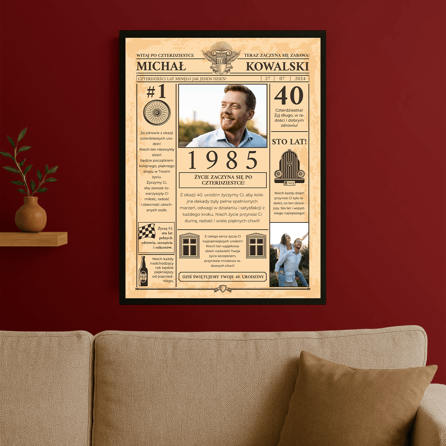 Strona z gazety - personalizowany plakat dla mężczyzny - Emmygift.pl