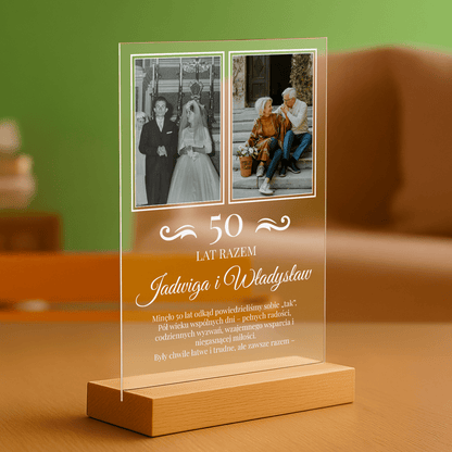 50 wspólnych lat pary - personalizowany druk na szkle - Emmygift.pl