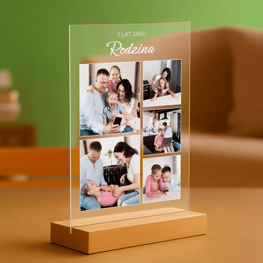 5 lat jako rodzina - personalizowany druk na szkle dla rodziców - Emmygift.pl