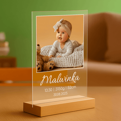Metryczka dziecka - personalizowany druk na szkle dla rodziców - Emmygift.pl