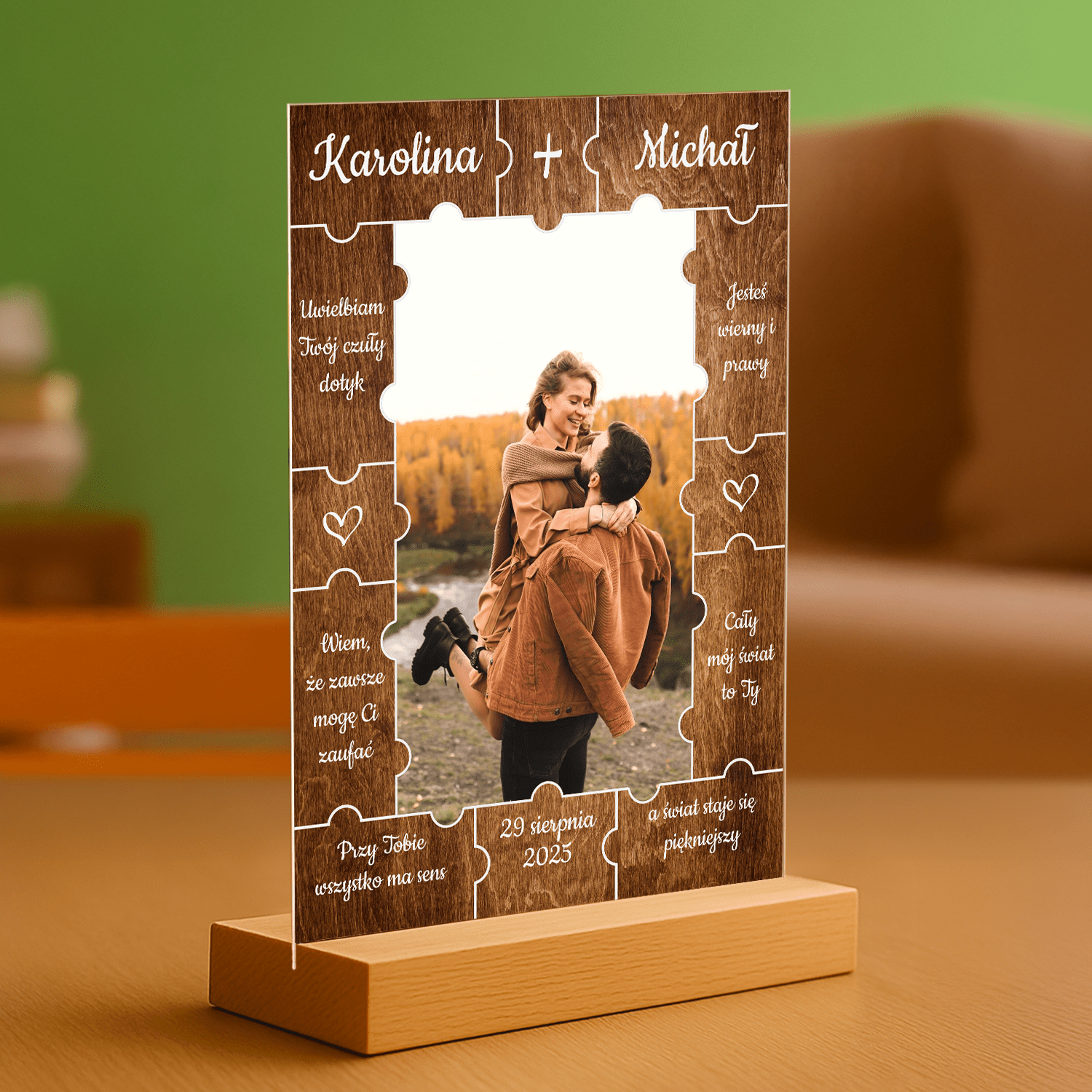 Puzzle zakochanych - personalizowany druk na szkle dla pary - Emmygift.pl