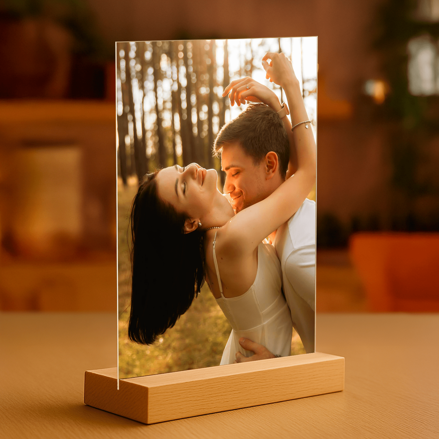Wspólne zdjęcie zakochanych - personalizowany druk na szkle dla pary - Emmygift.pl
