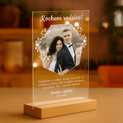 Podziękowanie dla rodziców - personalizowany druk na szkle dla rodziców - Emmygift.pl