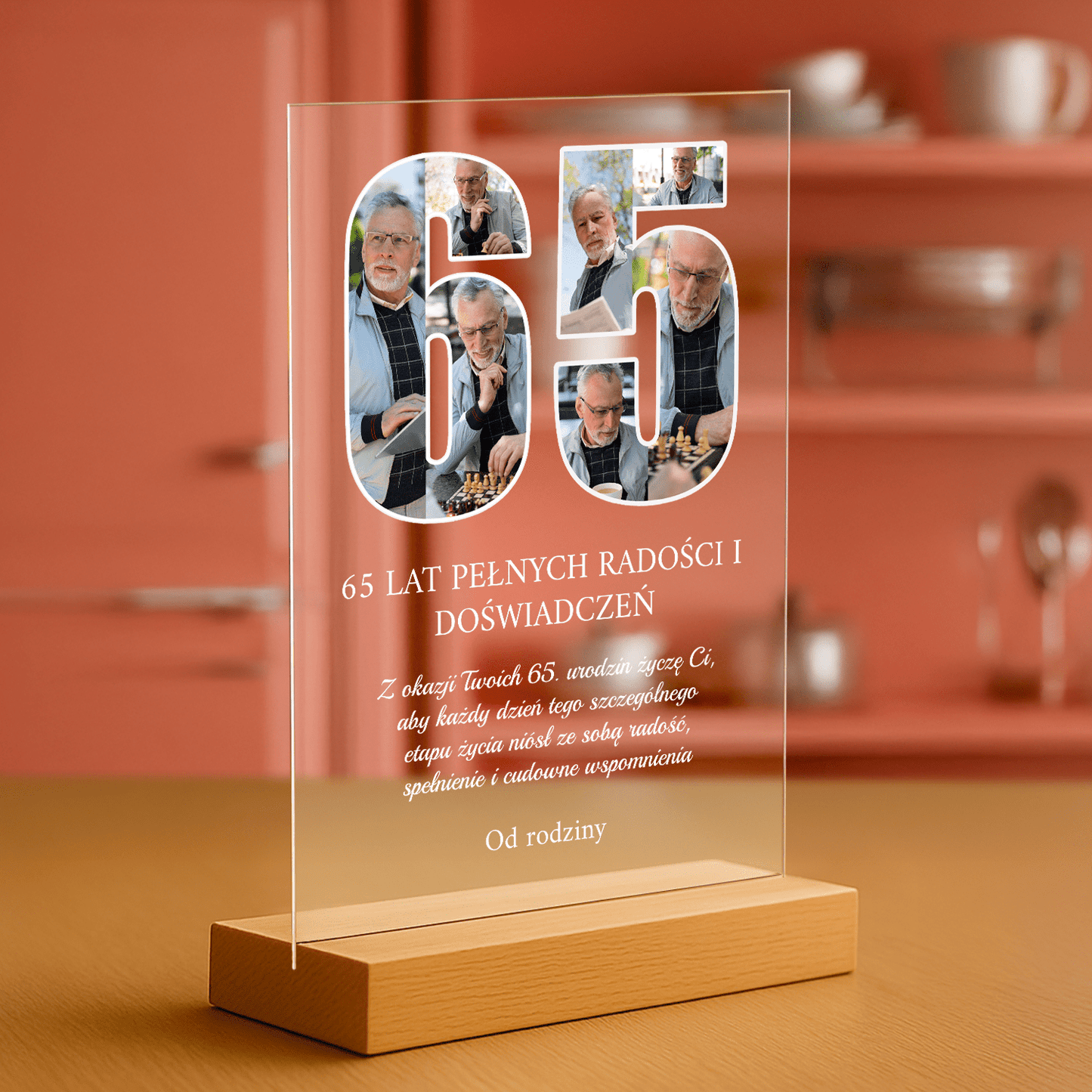 65 lat pełnych radości - personalizowany druk na szkle dla mężczyzny - Emmygift.pl