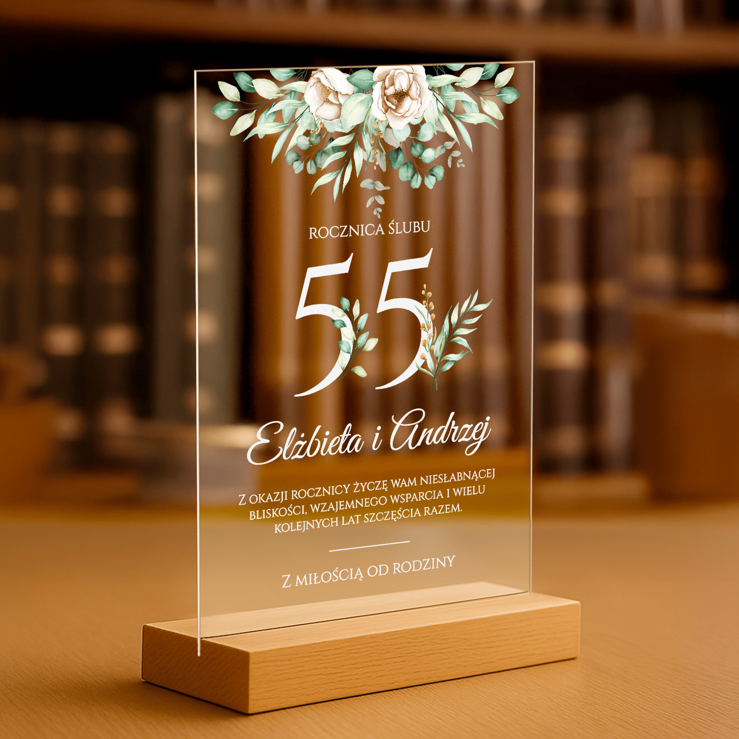 55 rocznica ślubu - personalizowany druk na szkle - Emmygift.pl